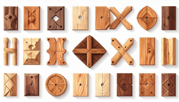 Wooden Joint Types Seamless Pattern with Dovetail Mortise and Finger Joints Technical Illustration