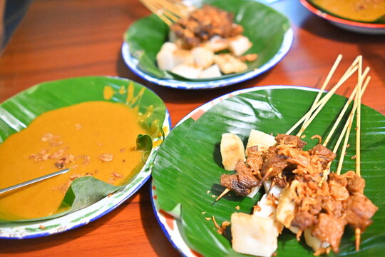 Satay (Sate) Padang, traditional food from Padang, West Sumatera, Indonesia