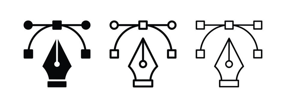 Fountain pen nib icons with handles Vector
