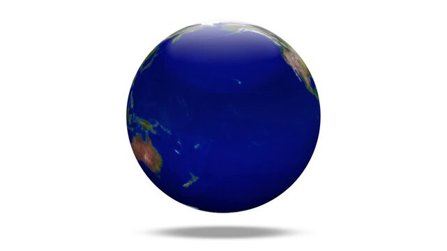 白バックに回転する地球の無限ループ
