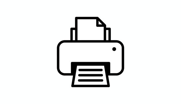 Printer icon, office printer symbol, printing machine sign, black and white vector