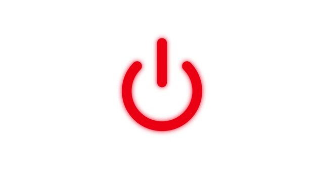 Rad Power Button Animation with Glowing Effect on white Background