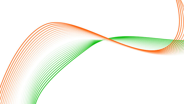 Orange White and Green Gradient Tech Line Flowing Twisted Motion Vector EPS with Transparent Background for National Day and Sustainable Tech Concept