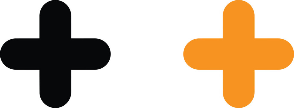 Black and orange plus sign icons with rounded corners Vector