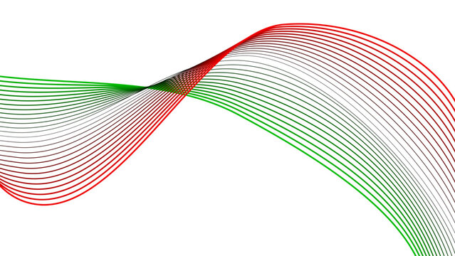 Abstract Black Green and Red Gradient Tech Line Flowing Twisted Motion Vector EPS with Transparent Background for National Day and Sustainable Innovation