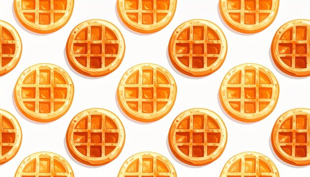 Seamless egg waffle pattern grid texture in flat 2D illustration on white background