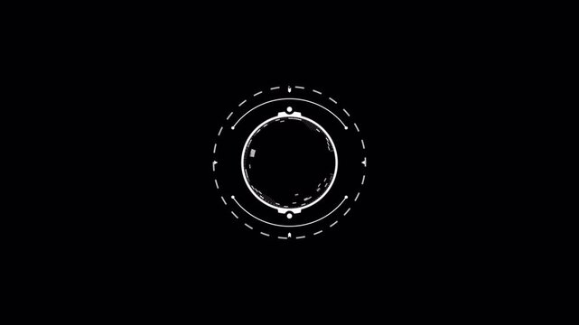 Futuristic Rounded HUD Elements Interface with Alpha Channel for Technology Overlay