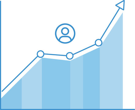 User Customer Growth Chart  Client Acquisition Upward Trend Analytics Business Expansion Vector Illustration SaaS Metrics Dashboard Design