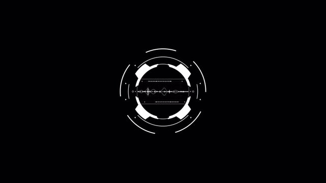 Futuristic Rounded HUD Elements Interface Animation with Alpha Channel for Sci-Fi Display