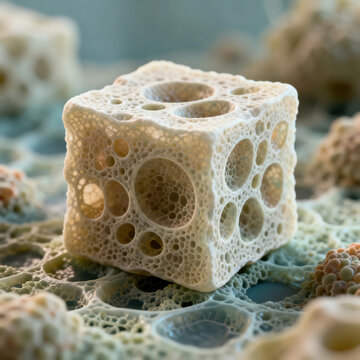 High-quality microscopic images of human osteoblasts, with clear cubic shapes.