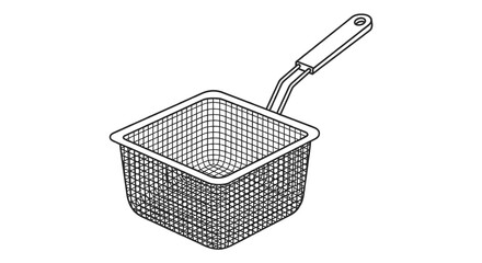 Wire mesh frying basket with handle. © Cetak