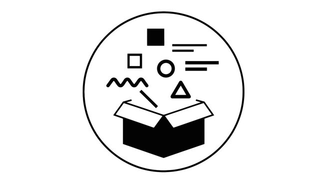 Black and white box icon opening.