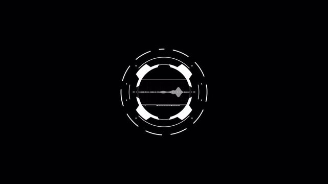 Sci-Fi Futuristic Rounded HUD Elements and Audio Waveform UI Interface Animation