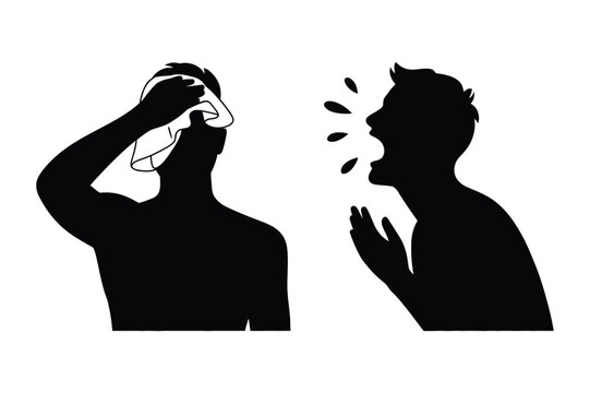 Silhouette illustration of a person sweating and another person shouting