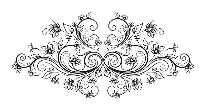 Intricate Floral Swirl Design Element.