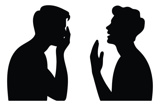 Silhouette illustration of two men in a heated argument or intense conversation