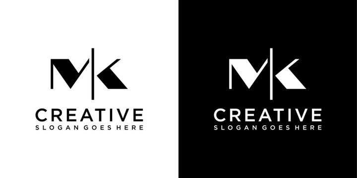 MK or KM initial letter logo design vector template