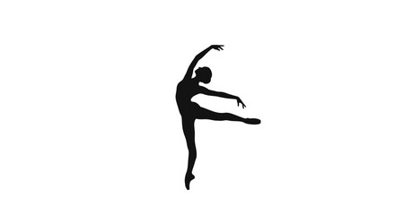 Black silhouette of a ballerina in motion. © mursidi