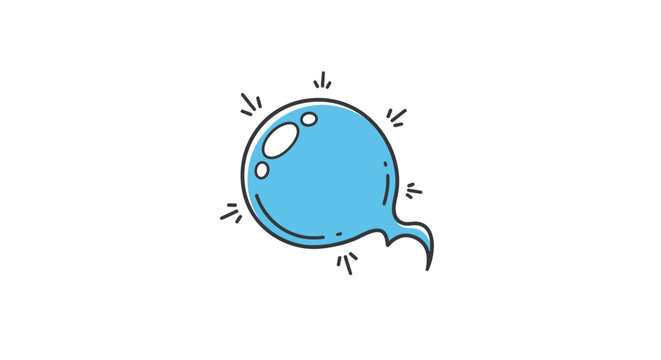 Blue glossy circular speech bubble with motion lines.
