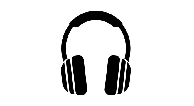 Headphones, black headphones, music icon, audio symbol, vector illustration, sound equipment, headphones icon