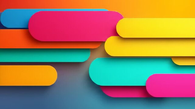 Colorful abstract design with rounded rectangles in vibrant hues and a gradient background