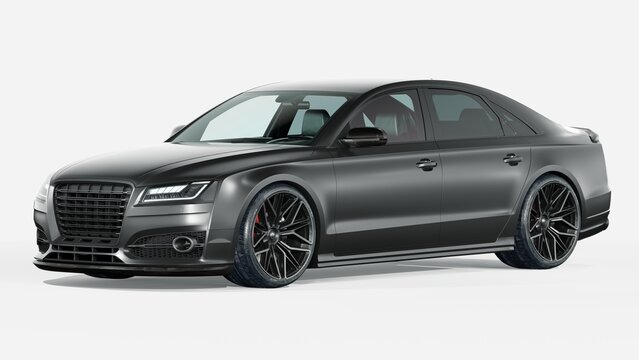 Germany &ndash; May 2026: 3D render of 2017 Audi A8 luxury sedan 