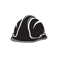 Fototapeta premium Black and white graphic icon of a safety hard hat for construction workers with safety helmet job site personal protective equipment