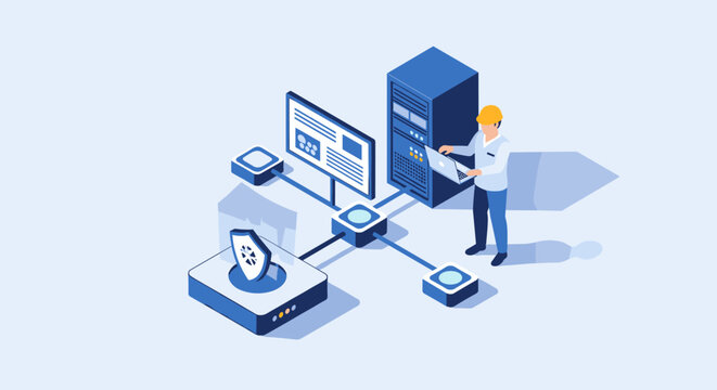 IT professional managing network servers and data security systems.