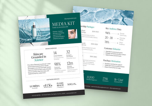 Media Kit Template For Brand Pitch Deck Layouts, Press Kit & Influencer Rate Card Designs