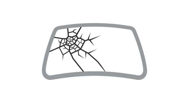 Cracked car windshield icon for glass repair services
