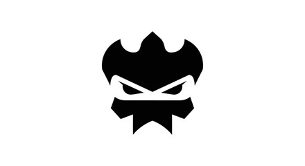 Black and white stylized superhero mask with sharp angles and fierce expression © Keong