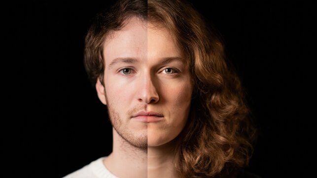 Before and after gender transition. Yesterday's man now is a woman. Transgender. They always wanted to be a woman