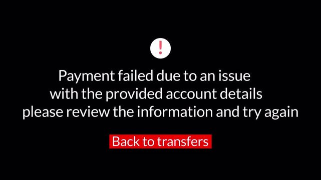 payment declined error notification with exclamation sign in 4K animation with alpha channel warning that the transaction could not be processed Online payment errors on transparent background 