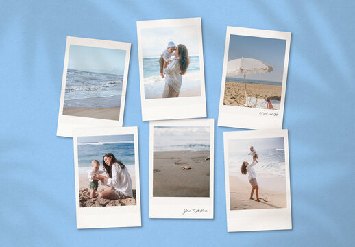 Polaroid Photo Mockup Template For Instant Film Picture Frame Collage Presentation & Retro Moodboard