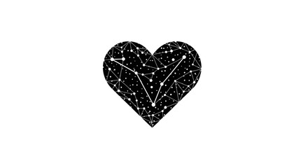 Black heart with white constellation and star network pattern © Oktavia