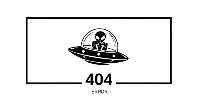 Alien in Flying Saucer with 404 Error Message