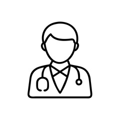 Fototapeta premium Doctor in medical attire with stethoscope and neutral expression 