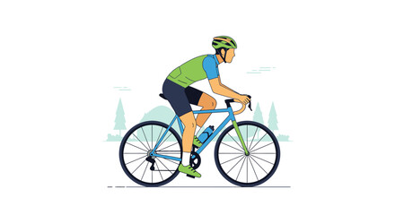 Fototapeta premium Male cyclist riding blue road bike on outdoor road