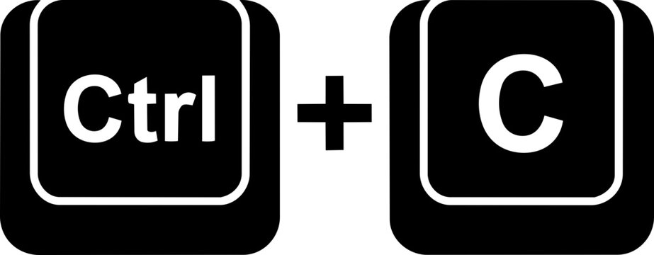 Copy Keyboard Shortcut Icon (Ctrl + C) Technical Graphic Illustration