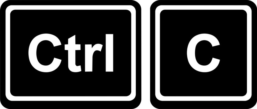 Copy Keyboard Shortcut Icon (Ctrl + C) Technical Graphic Illustration