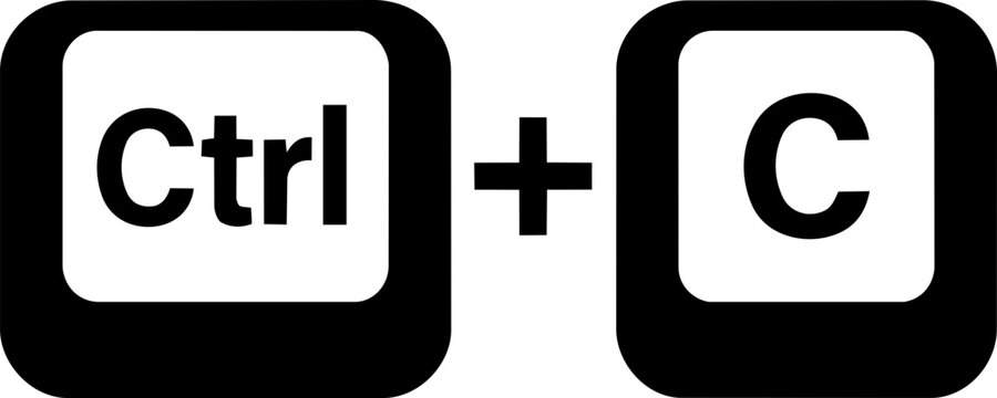 Copy Keyboard Shortcut Icon (Ctrl + C) Technical Graphic Illustration