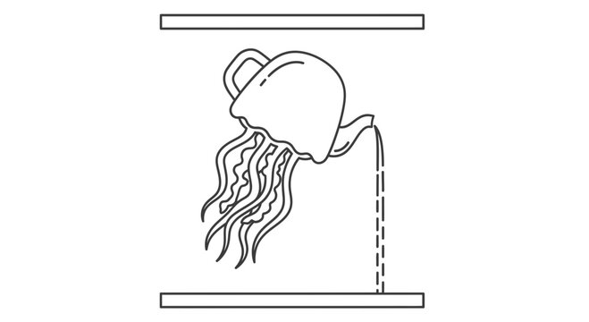 Aquarius Zodiac Sign Symbol: Water Bearer Pouring Water, Jellyfish Shape