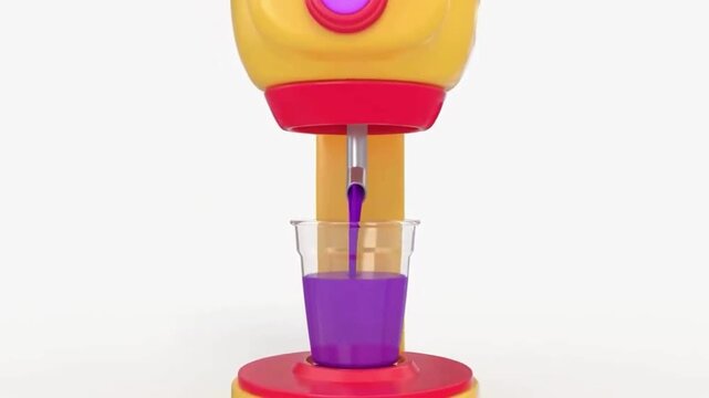 Cute 3D Animation of Purple Juice Pouring into a Plastic Cup with Text 4K