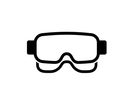 A simple black line drawing of goggles on a white background
