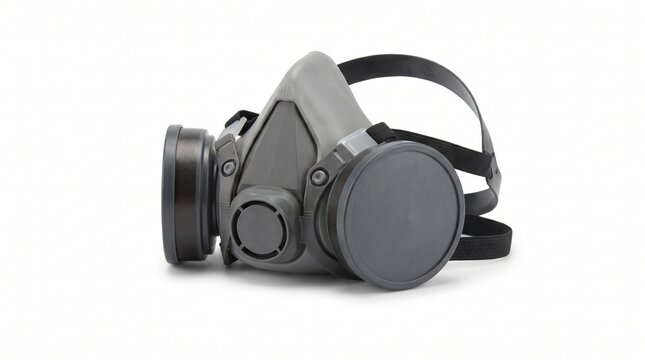 Gray Half Face Respirator Air Purifying Mask Isolated on White