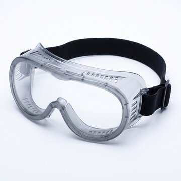 Clear Wrap-Around Chemical Safety Goggles Isolated on White Background