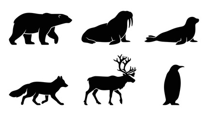 Obraz premium Black silhouettes of Arctic animals