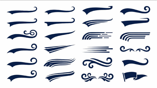 Vintage Athletic Underline Bundle with Retro Baseball Swashes and Varsity Speed Tails Vector Set