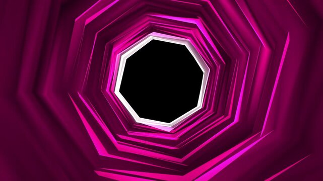 Abstract plexus tunnel background seamless loop, digital network connection with glowing geometric shapes, futuristic 3D infinity tunnel animation for technology and data science visuals