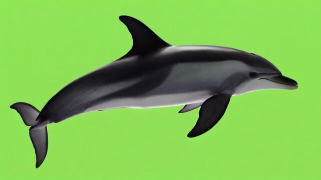 dolphin leaping in vibrant green ocean with dynamic motion isolated on clean background